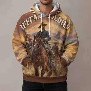 Buffalo Cavalry Heritage Scene for Western History Fans and Outdoor Adventures All-over Print Hoodie (Lightweight)