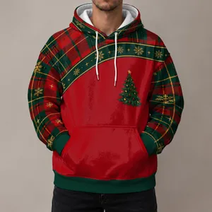 Red Green Plaid Snowflakes and Christmas Tree for Cheerful Holiday Celebrations All-over Print Hoodie (Lightweight)
