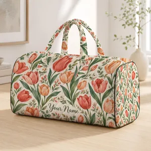 Watercolor Tulip Blooms for Weekend Getaways and Relaxed Coastal Holidays for Her Quilted Weekend Bag