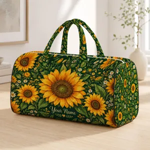Golden Sunflower Blooms for Beach Days, Camping Trips and Relaxed Summer Getaways Quilted Weekend Bag