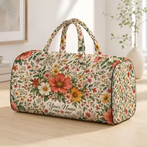 Vintage Wildflower Blooms for Relaxed Camping Trips, Beach Days, and Weekend Getaways Quilted Weekend Bag