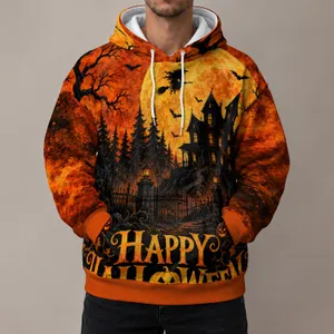 Haunted Moonlit Forest Scene for Halloween Night Celebrations and Autumn Gatherings All-over Print Hoodie (Lightweight)