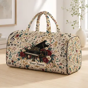 Vintage Piano Keys and Sheet Music for Concert Trips and Music Lover Weekend Escapes Quilted Weekend Bag