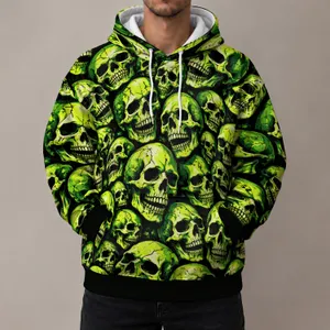 Neon Green Skull Motif for Bold Streetwear Looks and Alternative Casual Style All-over Print Hoodie (Lightweight)