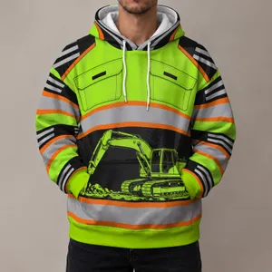 Fluorescent Excavator Workwear for Construction Sites and Outdoor Projects All-over Print Hoodie (Lightweight)