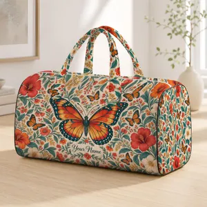 Boho Butterflies and Wildflowers for Sunny Weekend Escapes and Relaxed Beach Getaways Quilted Weekend Bag