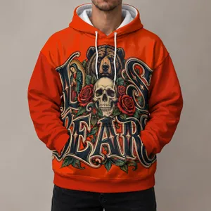 Ornate Bear and Skull Lettering for Concert Nights, Festivals, and Everyday Wear All-over Print Hoodie (Lightweight)
