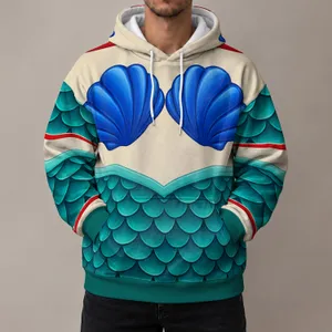 Mermaid Shell Bodice and Teal Scales for Fantasy Dress-Up and Halloween Gift Ideas All-over Print Hoodie (Lightweight)