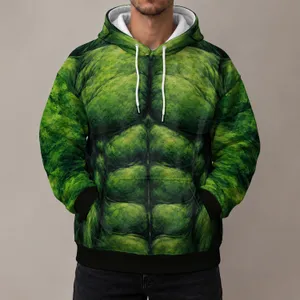 Green Muscular Hero Costume Look for Halloween Parties and Family Group Celebrations All-over Print Hoodie (Lightweight)