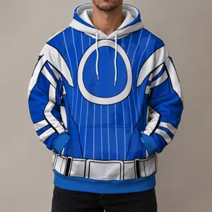 Blue And White Retro Superhero Suit Style For Comic Fans And Cosplay Events Conventions All-over Print Hoodie (Lightweight)