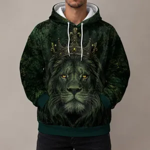 Regal Lion And Crown Art For Nature Lovers, Outdoor Adventures And Everyday Wear All-over Print Hoodie (Lightweight)