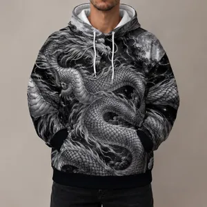 Silver Coiling Dragon Beneath a Starry Sky for Fantasy Nights and Bold Everyday Style All-over Print Hoodie (Lightweight)