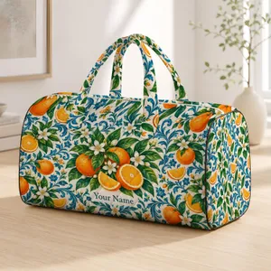 Citrus Blossoms and Teal Vines for Sunny Coastal Getaways and Relaxed Resort Escapes Quilted Weekend Bag