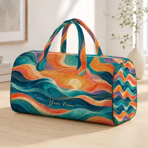 Turquoise And Coral Ocean Waves For Sunny Beach Getaways And Summer Travel Escapes Quilted Weekend Bag