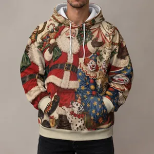 Vintage Santa Circus Scene for Festive Holiday Gatherings and Cozy Winter Weekends All-over Print Hoodie (Lightweight)