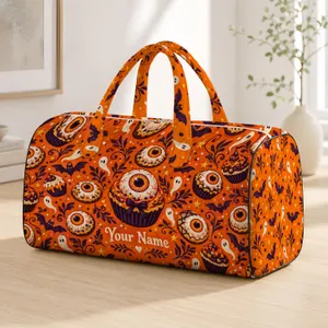 Halloween Eyeball And Bat Motifs For Spooky Autumn Getaways And Fall Travel Gifts Quilted Weekend Bag