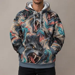 Snarling Fantasy Wolf Faces For Outdoor Adventures And Everyday Bold Style All-over Print Hoodie (Lightweight)