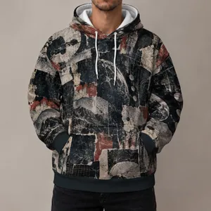 Distressed Newspaper Collage Urban Art for Creative Everyday Streetwear Enthusiasts All-over Print Hoodie (Lightweight)