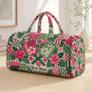 Pickleball Paddle and Ball Motifs for Courtside Weekends and Active Everyday Adventures Quilted Weekend Bag