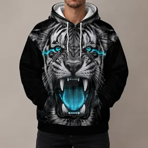 Roaring Turquoise-Eyed Tiger Portrait for Bold Casual Style and Everyday Wildlife Fans All-over Print Hoodie (Lightweight)