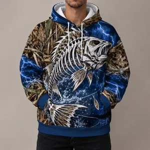 Marsh Fishing Skeleton And Lightning Art For Outdoor Anglers And Weekend Adventures All-over Print Hoodie (Lightweight)