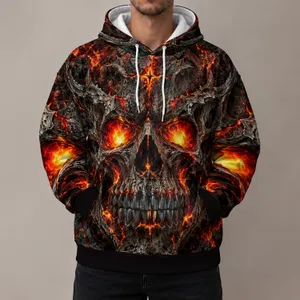 Molten Lava Skull and Cracked Volcanic Rock for Bold Alternative Streetwear All-over Print Hoodie (Lightweight)