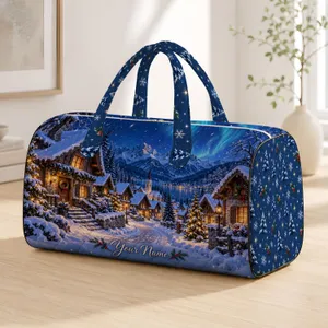 Snowy Alpine Village at Twilight for Cozy Winter Getaways and Festive Holiday Escapes Quilted Weekend Bag