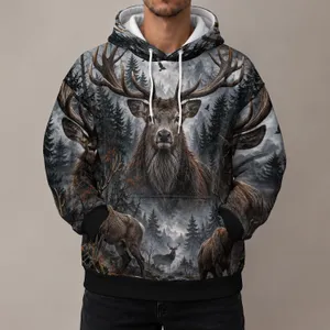 Dark Forest Stags and Flying Birds for Camping, Hunting, Outdoor Adventures and Hiking All-over Print Hoodie (Lightweight)
