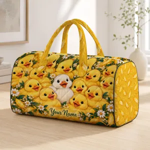 Golden Yellow Duckling Crowd for Cheerful Family Getaways and Spring Travel Escapes Quilted Weekend Bag