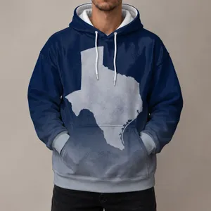 Texas Silhouette and Navy Gray Fade for Football Game Day Casual Wear All-over Print Hoodie (Lightweight)