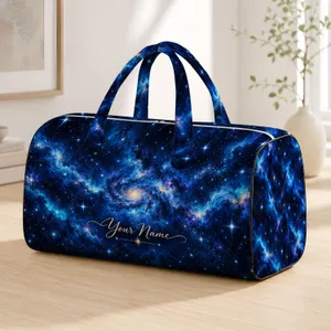 Deep Blue Galaxy Stars for Weekend Getaways, Gym Days, and Travel for Space Lovers Quilted Weekend Bag