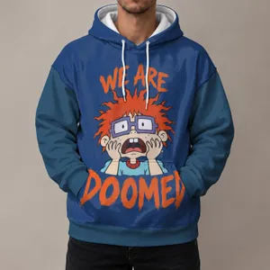 Wide-Eyed Red-Haired Boy We Are Doomed Humor for Cartoon Fans and Casual Weekends All-over Print Hoodie (Lightweight)