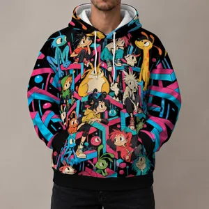 Retro Cartoon Character Collage for Nostalgic Weekend Fun and Classic Animation Fans All-over Print Hoodie (Lightweight)