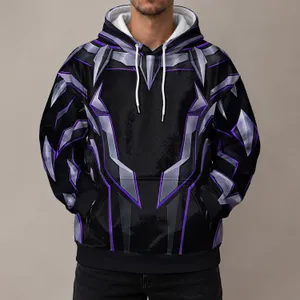 Black And Violet Panther Armor Costume Motif for Cosplay Events and Fan Gatherings All-over Print Hoodie (Lightweight)