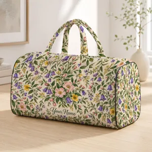 Trailing Wildflower Vines for Garden Getaways and Relaxed Vacation Travel Enthusiasts Quilted Weekend Bag