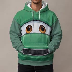 Green Cartoon Race Car Front for Halloween Cosplay and Family Theme Park Outings All-over Print Hoodie (Lightweight)