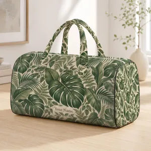 Tropical Green Monstera and Fern Foliage for Relaxed Island Getaways and Summer Escapes Quilted Weekend Bag