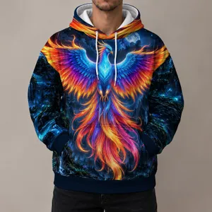 Radiant Phoenix Over Bioluminescent Forest For Bold Nighttime Streetwear Fans All-over Print Hoodie (Lightweight)