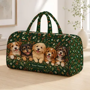 Happy Puppy Portraits for Road Trip Adventures and Cheerful Holiday Getaways Quilted Weekend Bag