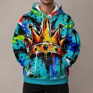 Bold Turquoise Crown And Splatter Art For Everyday Streetwear And Creative Youth Style All-over Print Hoodie (Lightweight)