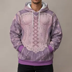 Lavender Lace-Up Princess Bodice Look for Fairytale Parties and Halloween Cosplay All-over Print Hoodie (Lightweight)