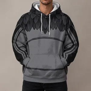 Dark Feathered Gray Costume Surface for Halloween Cosplay and Dedicated Gaming Fans All-over Print Hoodie (Lightweight)