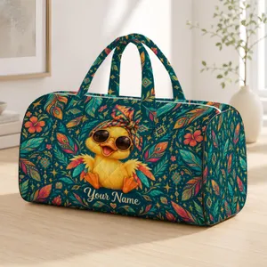 Playful Sunglasses-Wearing Yellow Duck With Colorful Feathers For Cheerful Summer Getaways Quilted Weekend Bag