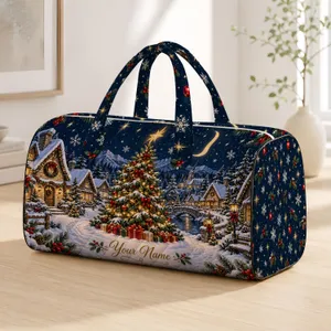 Snowy Christmas Village and Grand Tree for Cozy Winter Getaways and Holiday Travel Quilted Weekend Bag