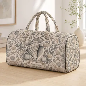 Oversized Spiral Conch Shell and Scallop Halo for Coastal Getaways and Seaside Travel Quilted Weekend Bag
