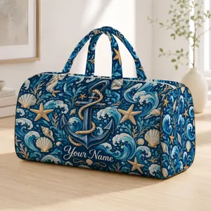 Nautical Anchor Starfish Ocean Waves for Coastal Getaways and Summer Travel Lovers Quilted Weekend Bag