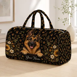 German Shepherd Dog Portrait for Weekend Getaways and Everyday Travel Companions Quilted Weekend Bag