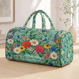 Mint Meadow Wildflowers for Cottagecore Getaways and Cheerful Spring Travel Gifts Quilted Weekend Bag