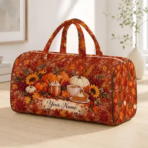 Pumpkin Spice Harvest Still Life for Cozy Autumn Getaways and Fall Weekends Quilted Weekend Bag