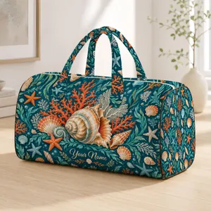 Seashell Coral and Seaweed for Coastal Beach Getaways and Ocean Lovers Quilted Weekend Bag